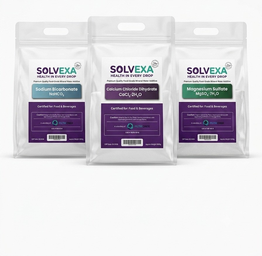 Solvexa Sodium Bicarbonate, Calcium Chloride and Magnesium Sulfate product bags